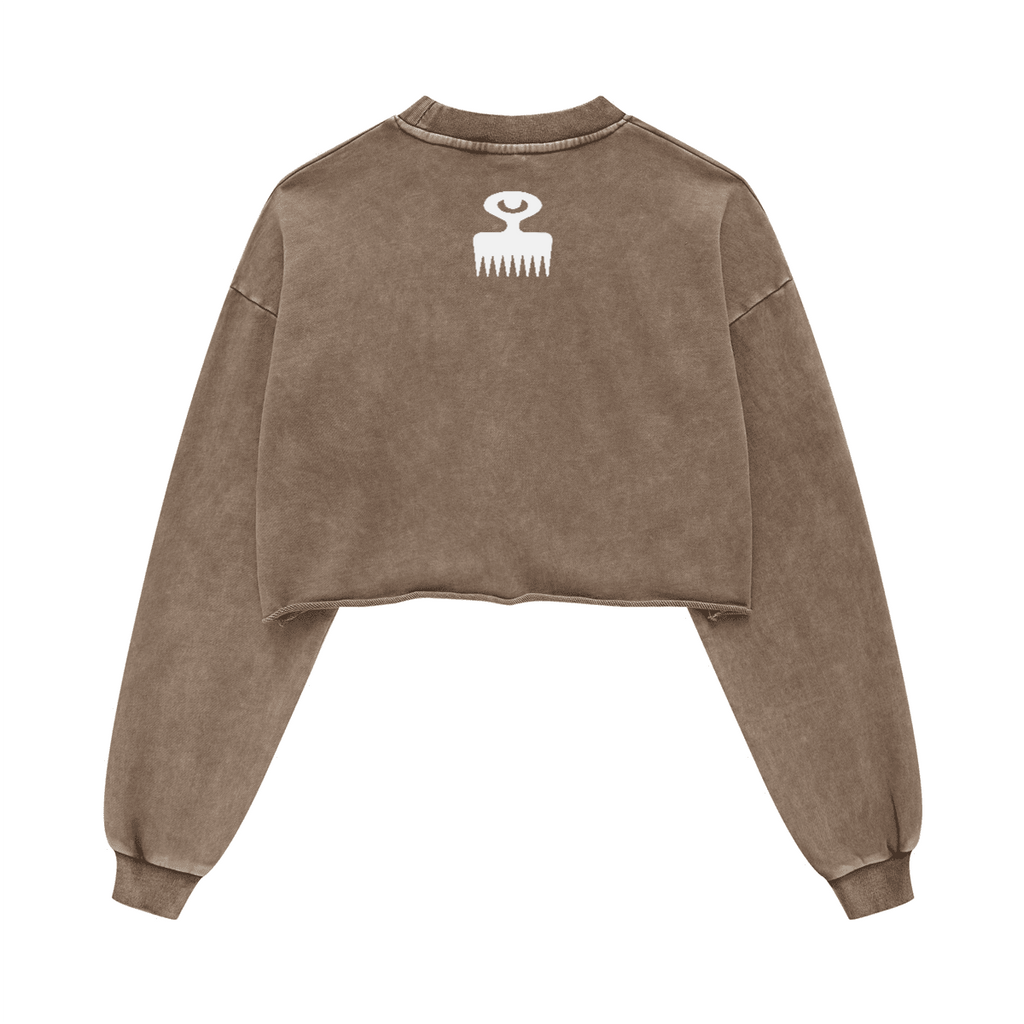 Duafe Cropped Crew Neck Sweatshirt