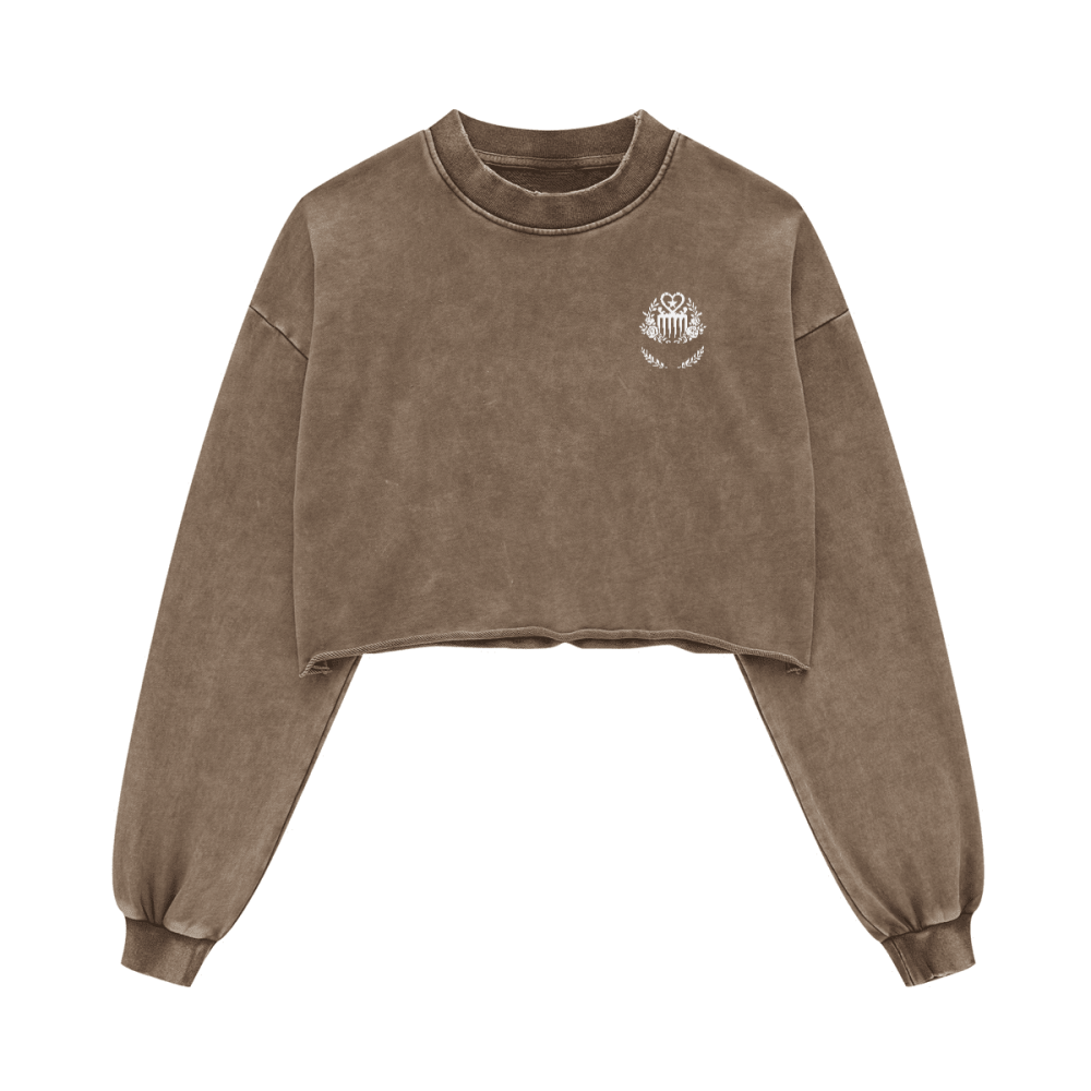 Duafe Cropped Crew Neck Sweatshirt