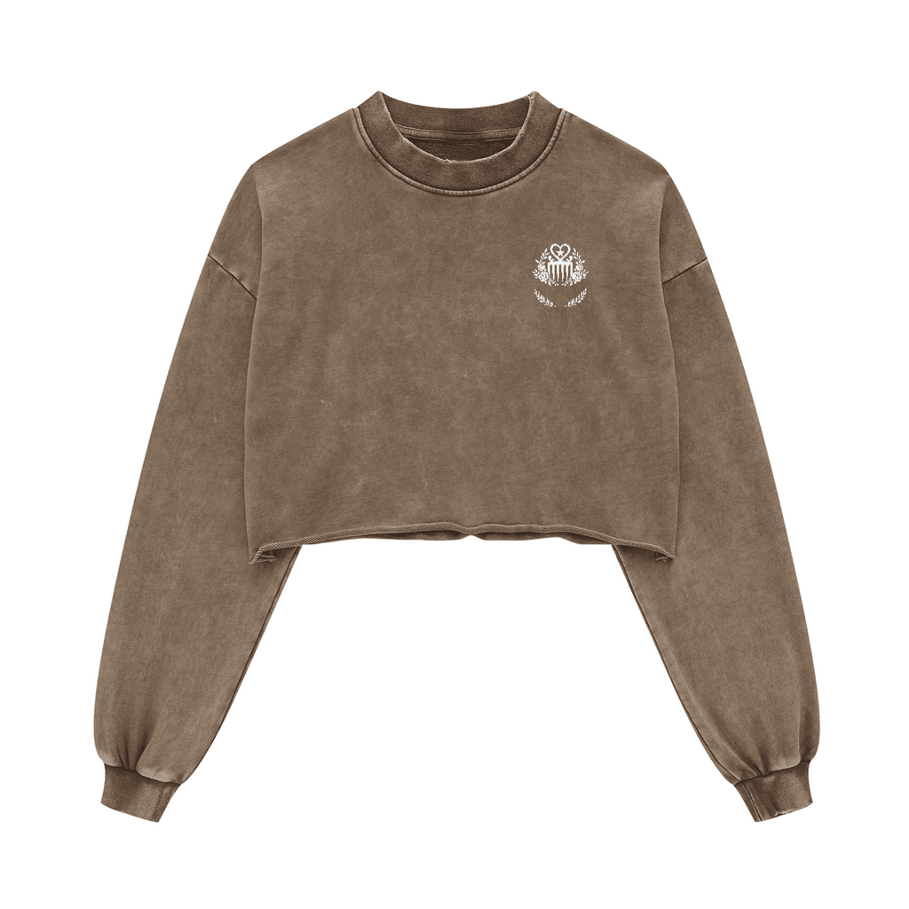 Duafe Cropped Crew Neck Sweatshirt