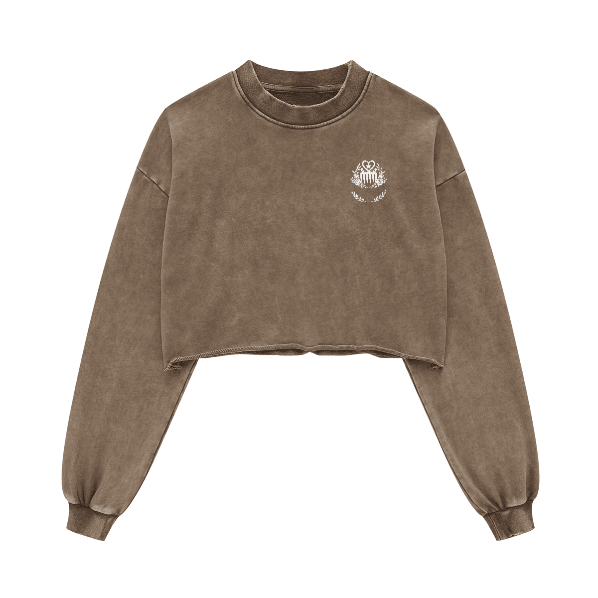 Duafe Cropped Crew Neck Sweatshirt