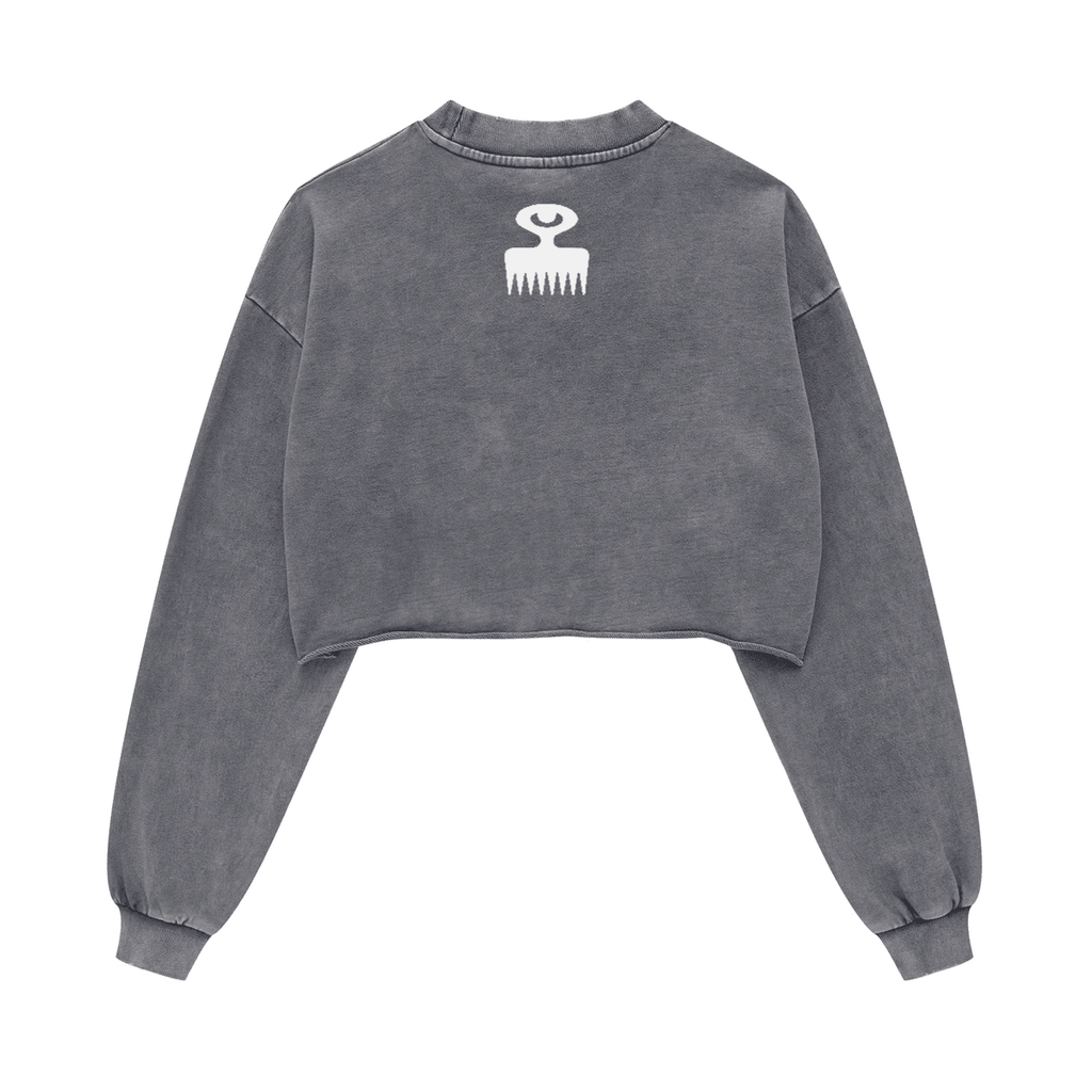 Duafe Cropped Crew Neck Sweatshirt