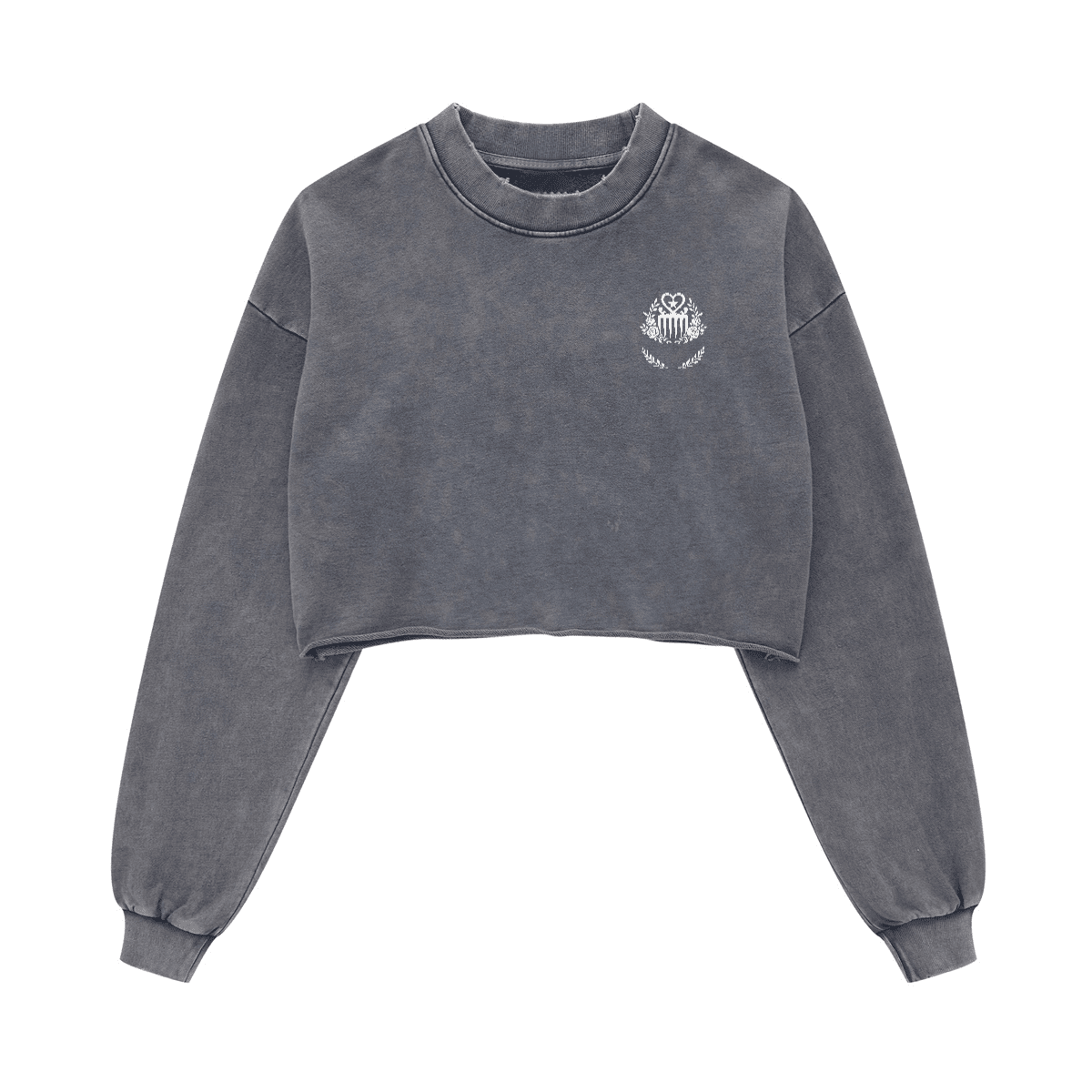 Duafe Cropped Crew Neck Sweatshirt