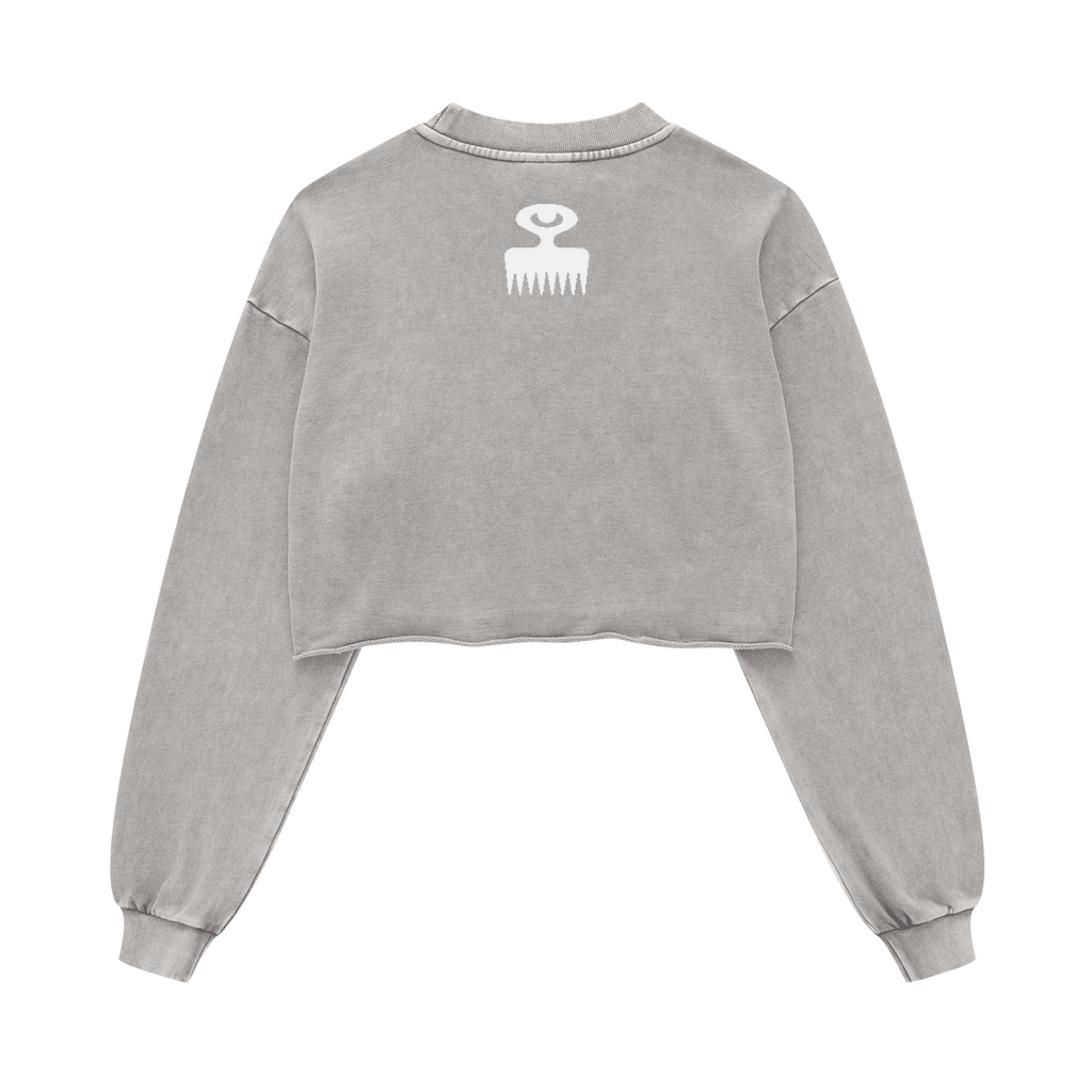 Duafe Cropped Crew Neck Sweatshirt