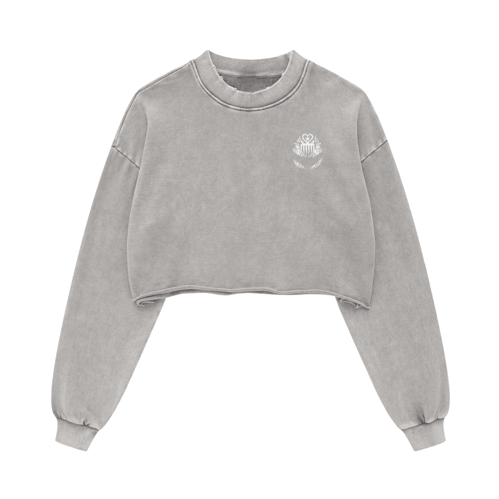 Duafe Cropped Crew Neck Sweatshirt