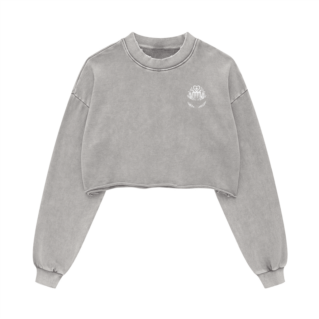 Duafe Cropped Crew Neck Sweatshirt