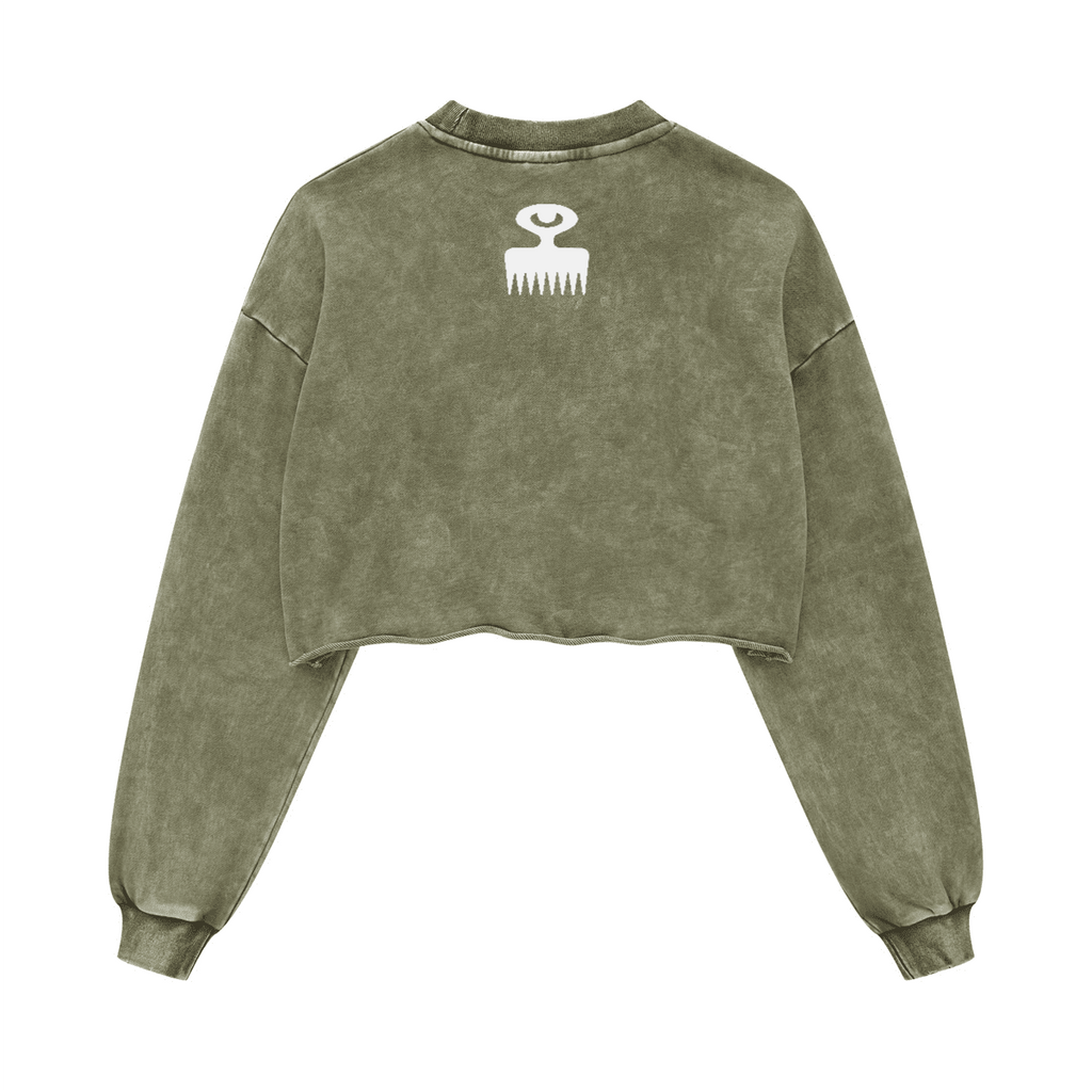 Duafe Cropped Crew Neck Sweatshirt
