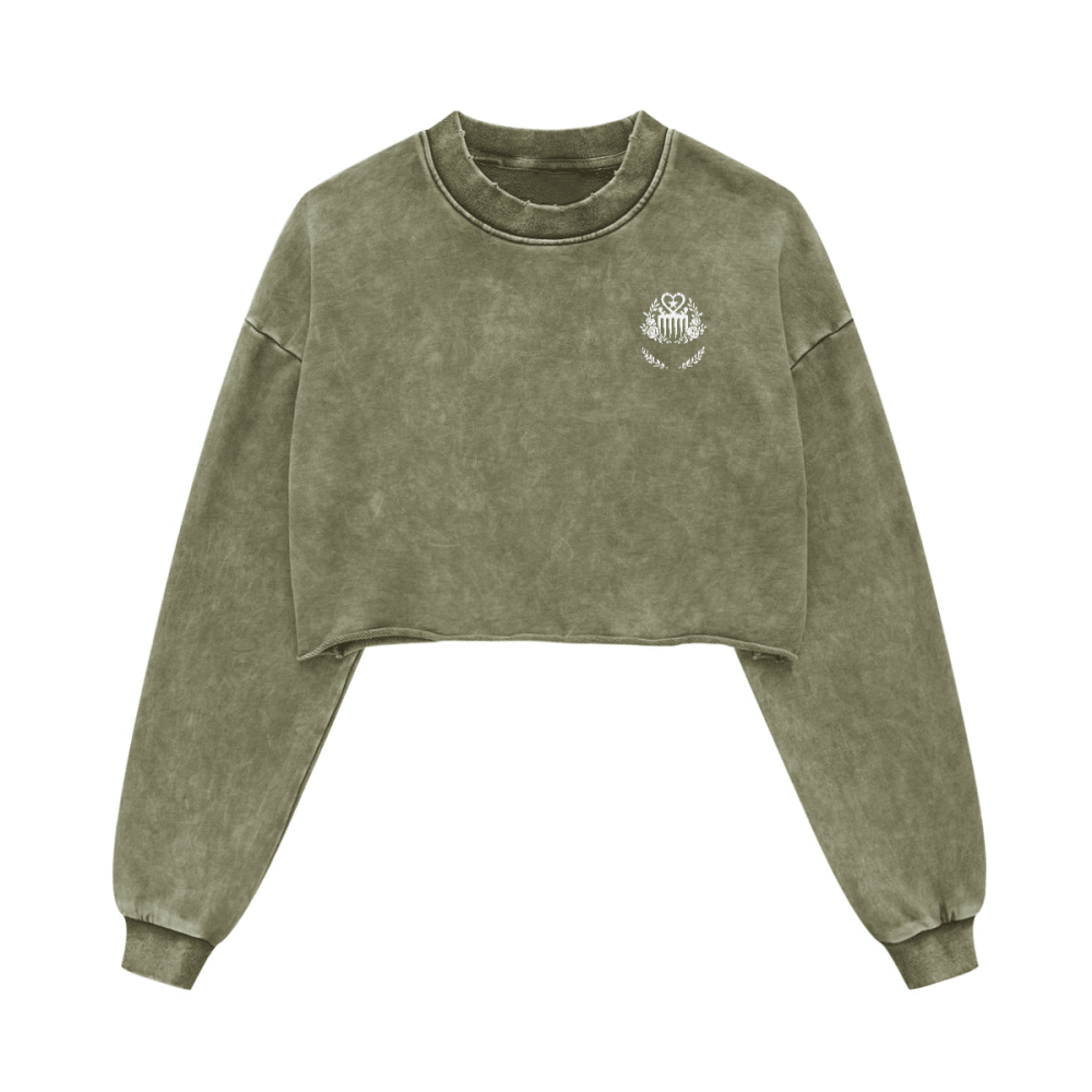Duafe Cropped Crew Neck Sweatshirt