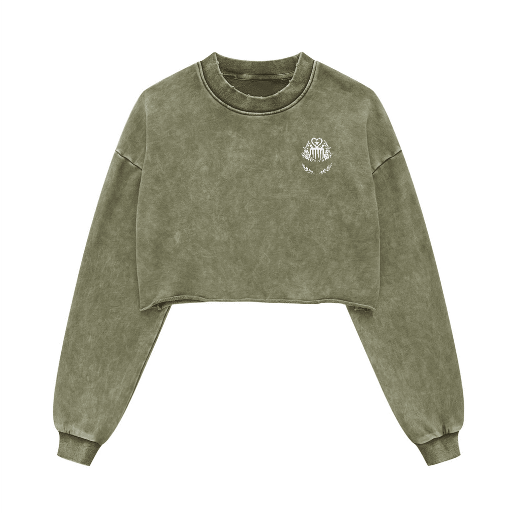 Duafe Cropped Crew Neck Sweatshirt