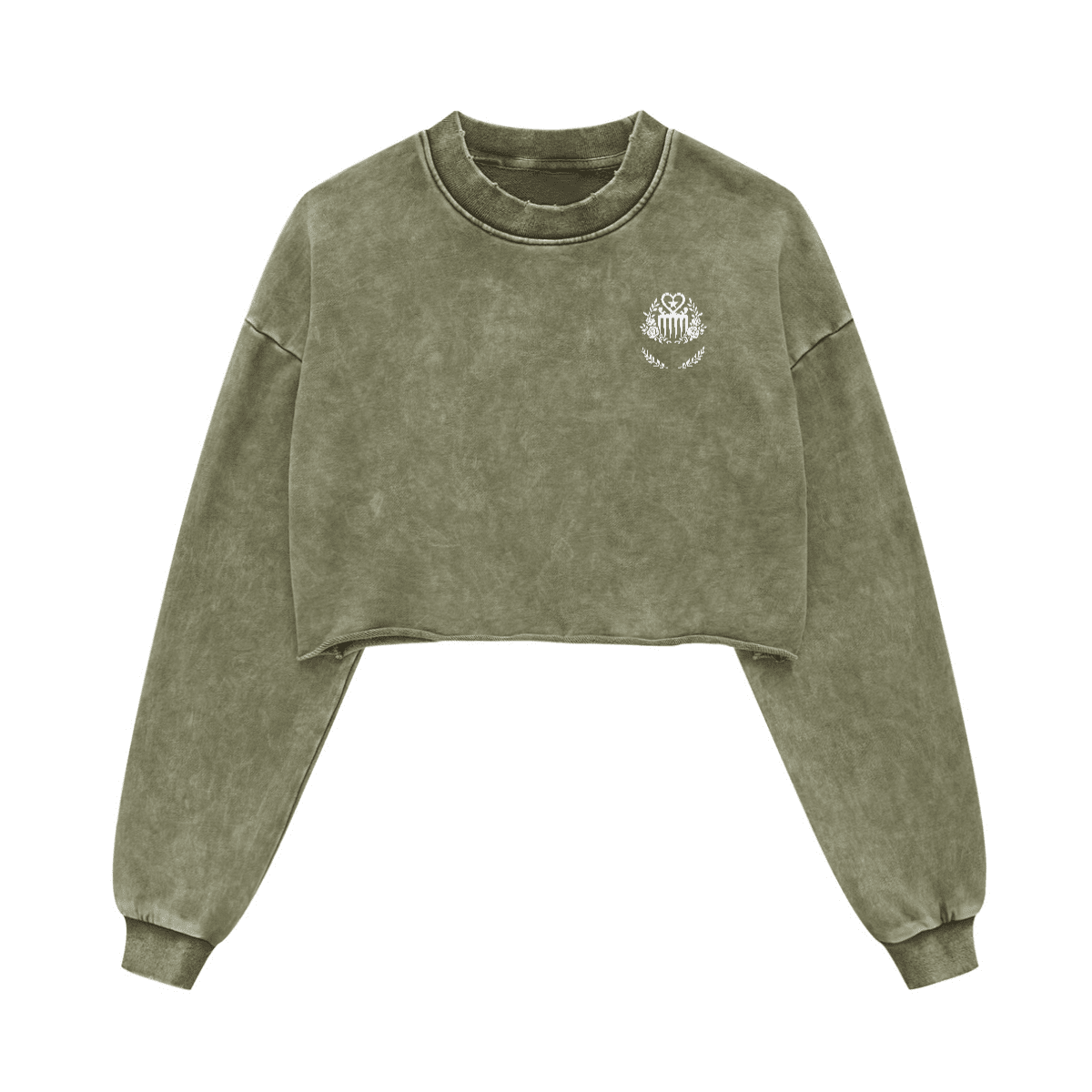 Duafe Cropped Crew Neck Sweatshirt