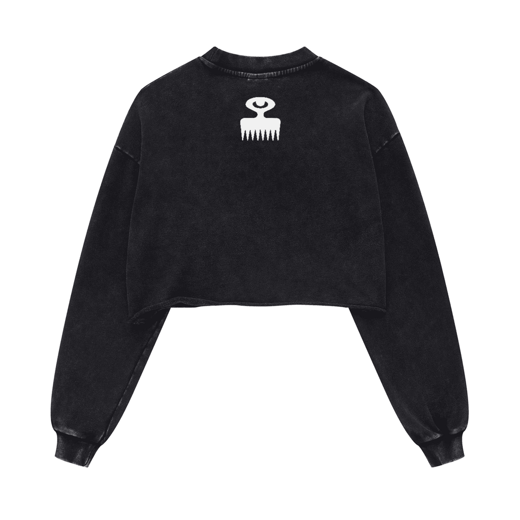 Duafe Cropped Crew Neck Sweatshirt