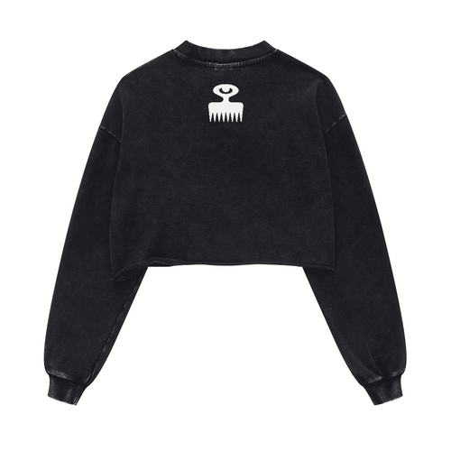 Duafe Cropped Crew Neck Sweatshirt