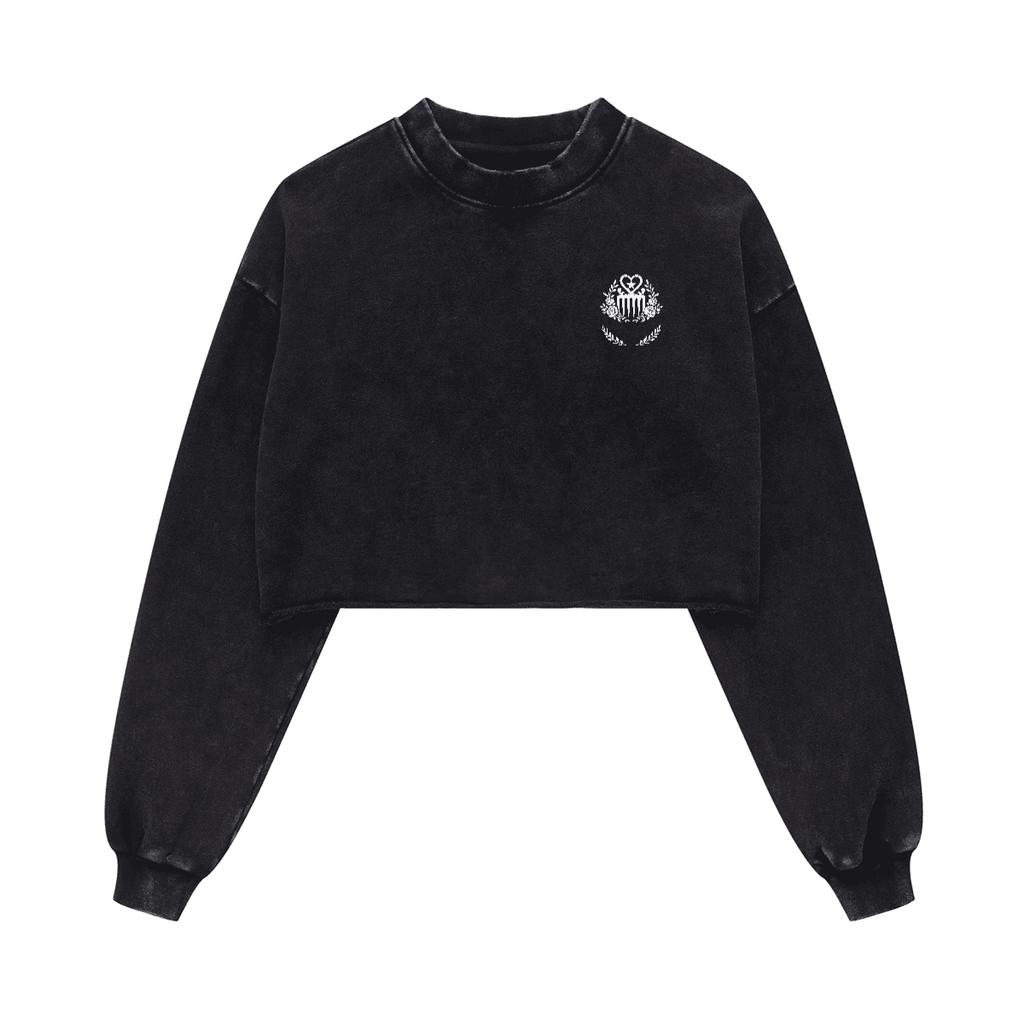 Duafe Cropped Crew Neck Sweatshirt
